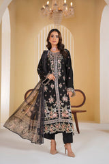 Midnight Majesty Embroidered Unstitched Suit – 1003