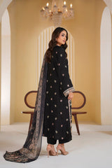 Midnight Majesty Embroidered Unstitched Suit – 1003