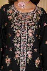 Midnight Majesty Embroidered Unstitched Suit – 1003