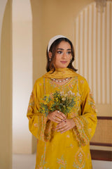 Mustard Mehr Embroidered Unstitched Suit – 1006