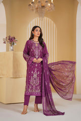 Plum Empress Embroidered Unstitched Suit – 1002