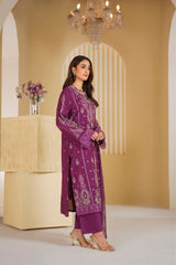 Plum Empress Embroidered Unstitched Suit – 1002