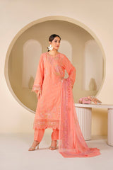 Peach Gulzar Embroidered Unstitched Suit – 1009