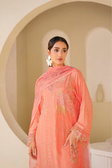 Peach Gulzar Embroidered Unstitched Suit – 1009