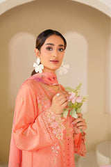 Peach Gulzar Embroidered Unstitched Suit – 1009