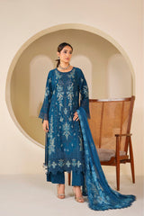 Teal Serenity Embroidered Unstitched Suit – 1004