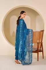 Teal Serenity Embroidered Unstitched Suit – 1004