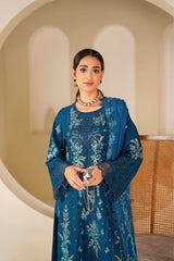 Teal Serenity Embroidered Unstitched Suit – 1004