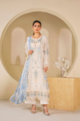 Ivory Noor Embroidered Unstitched Suit – 1010