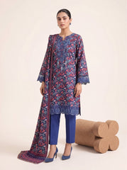 Blue Mehar Printed Embroidered Unstitched Suit – 2008