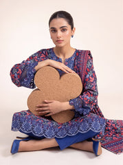 Blue Mehar Printed Embroidered Unstitched Suit – 2008