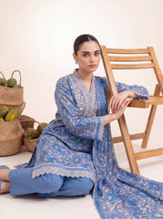 Cobalt Dusk Printed Embroidered Unstitched Suit – 2004