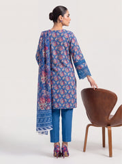 Cobalt Azure Printed Embroidered Unstitched Suit – 2002