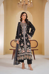 Midnight Majesty Embroidered Unstitched Suit – 1003