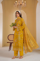 Mustard Mehr Embroidered Unstitched Suit – 1006