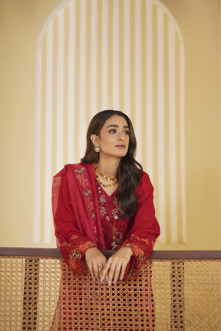 Crimson Rani Embroidered Stitched Suit – 1007