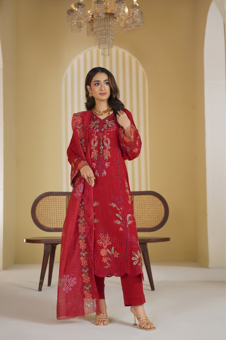 Crimson Rani Embroidered Stitched Suit – 1007