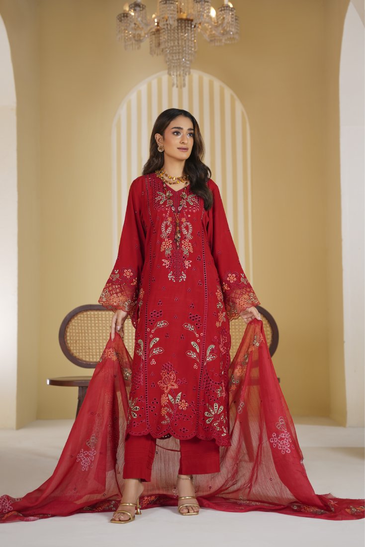 Crimson Rani Embroidered Unstitched Suit – 1007