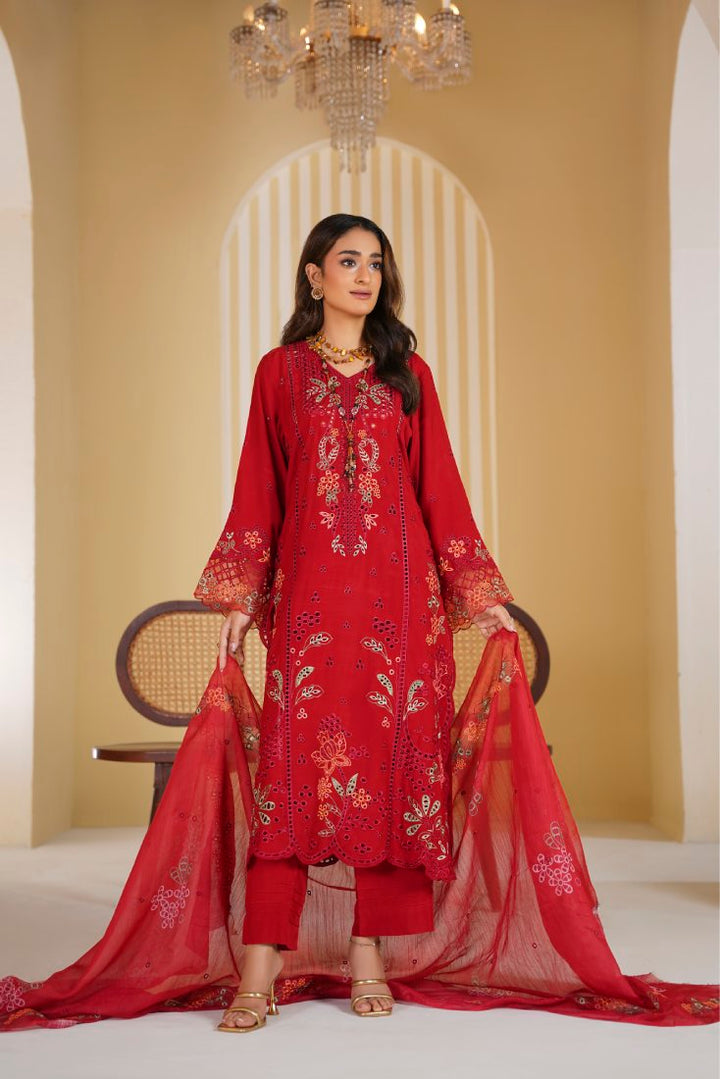 Viscose Crimson Rani Embroidered Suit – 1007