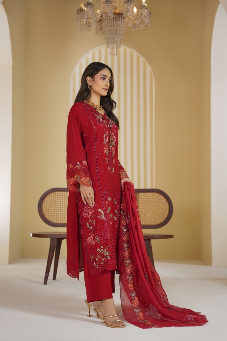 Crimson Rani Embroidered Unstitched Suit – 1007