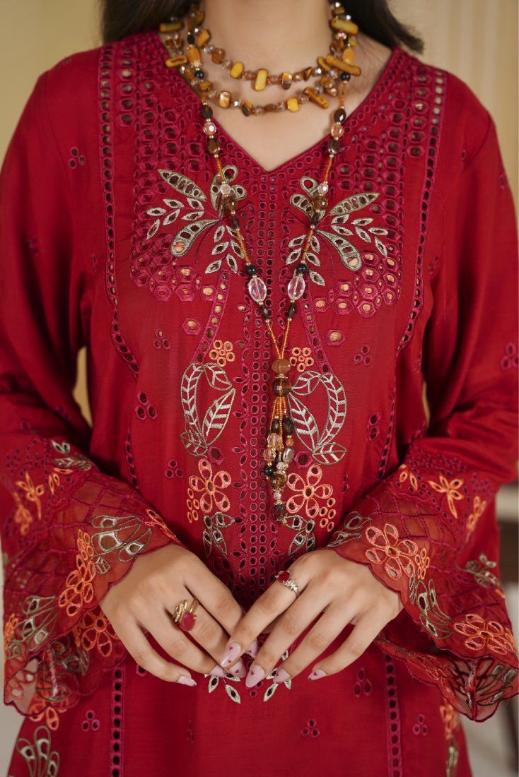 Crimson Rani Embroidered Unstitched Suit – 1007