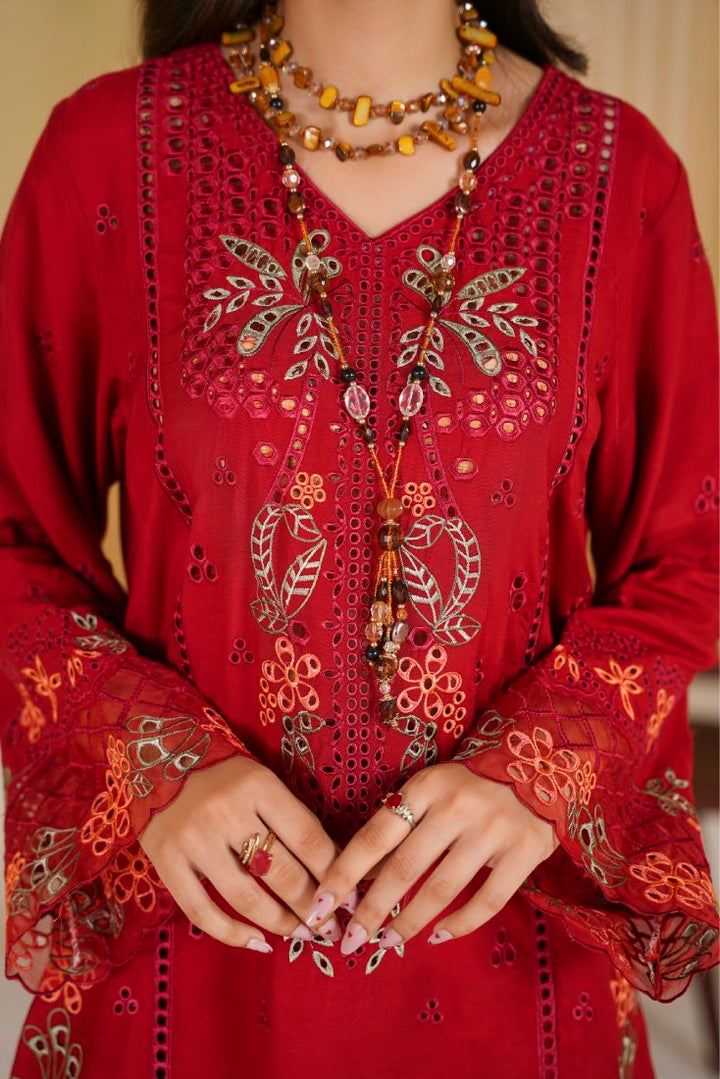 Viscose Crimson Rani Embroidered Suit – 1007