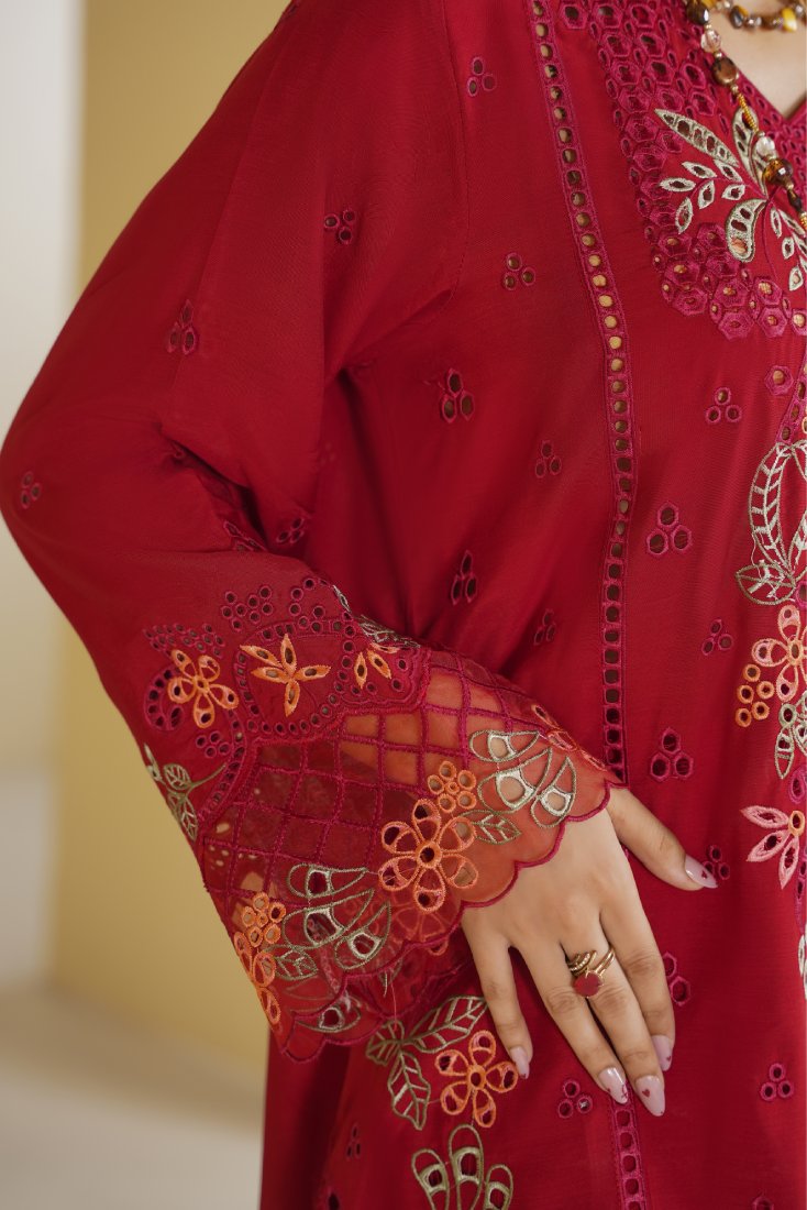 Crimson Rani Embroidered Unstitched Suit – 1007