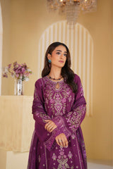 Plum Empress Embroidered Unstitched Suit – 1002