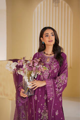 Plum Empress Embroidered Unstitched Suit – 1002