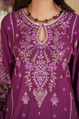Plum Empress Embroidered Unstitched Suit – 1002