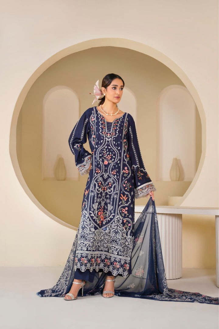 Viscose Sapphire Aura Embroidered Suit – 1005