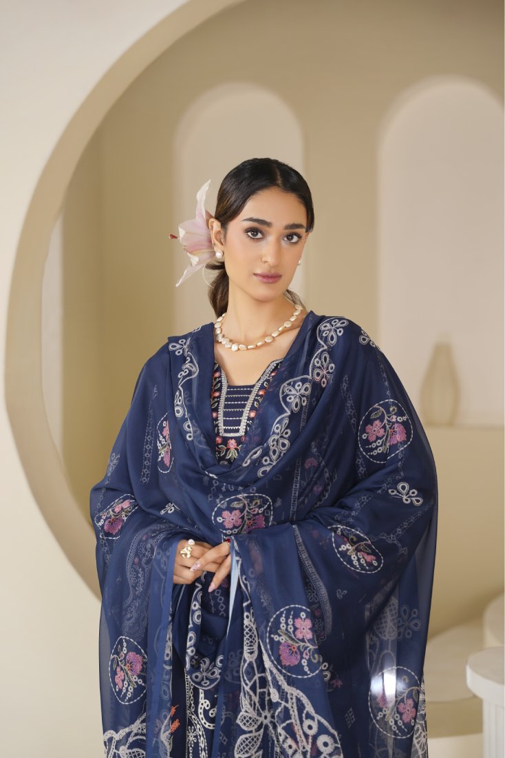 Sapphire Aura Embroidered Unstitched Suit – 1005