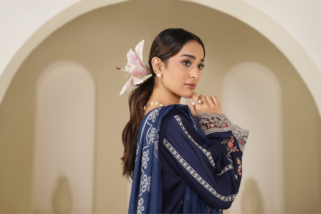 Sapphire Aura Embroidered Unstitched Suit – 1005