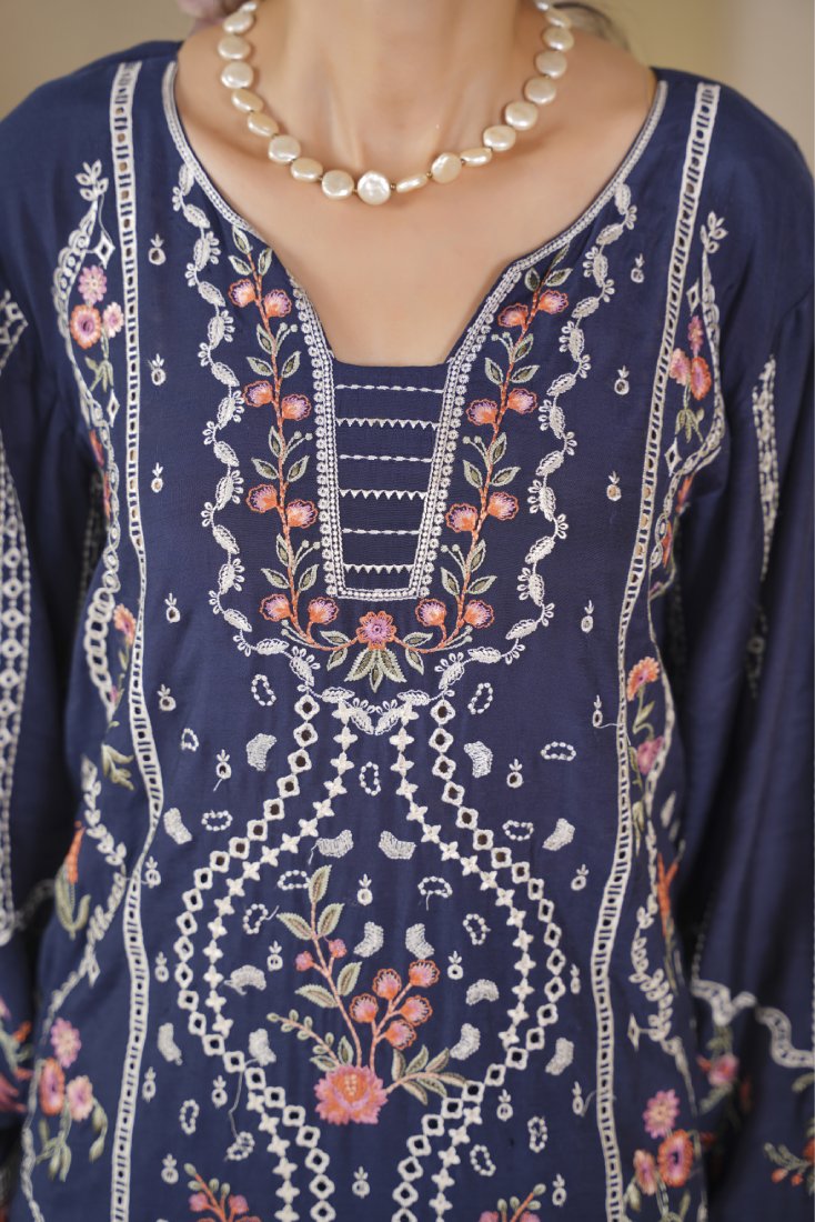 Sapphire Aura Embroidered Unstitched Suit – 1005