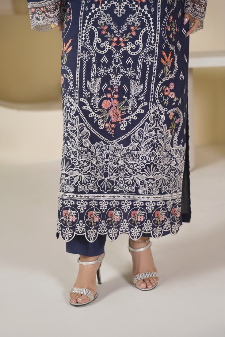 Sapphire Aura Embroidered Unstitched Suit – 1005