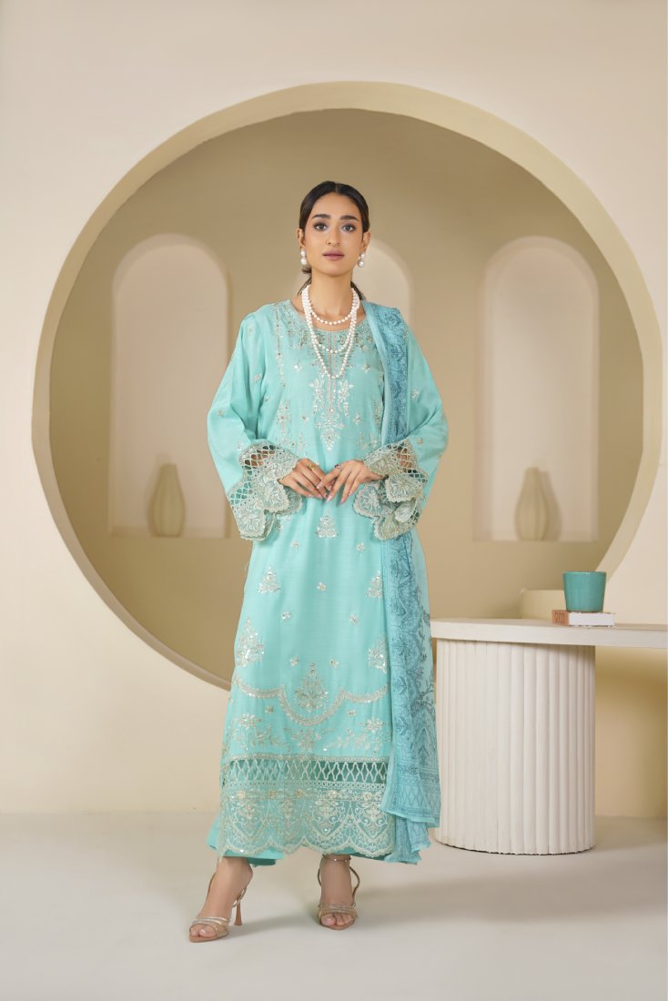 Firozi Falak Embroidered Unstitched Suit – 1008