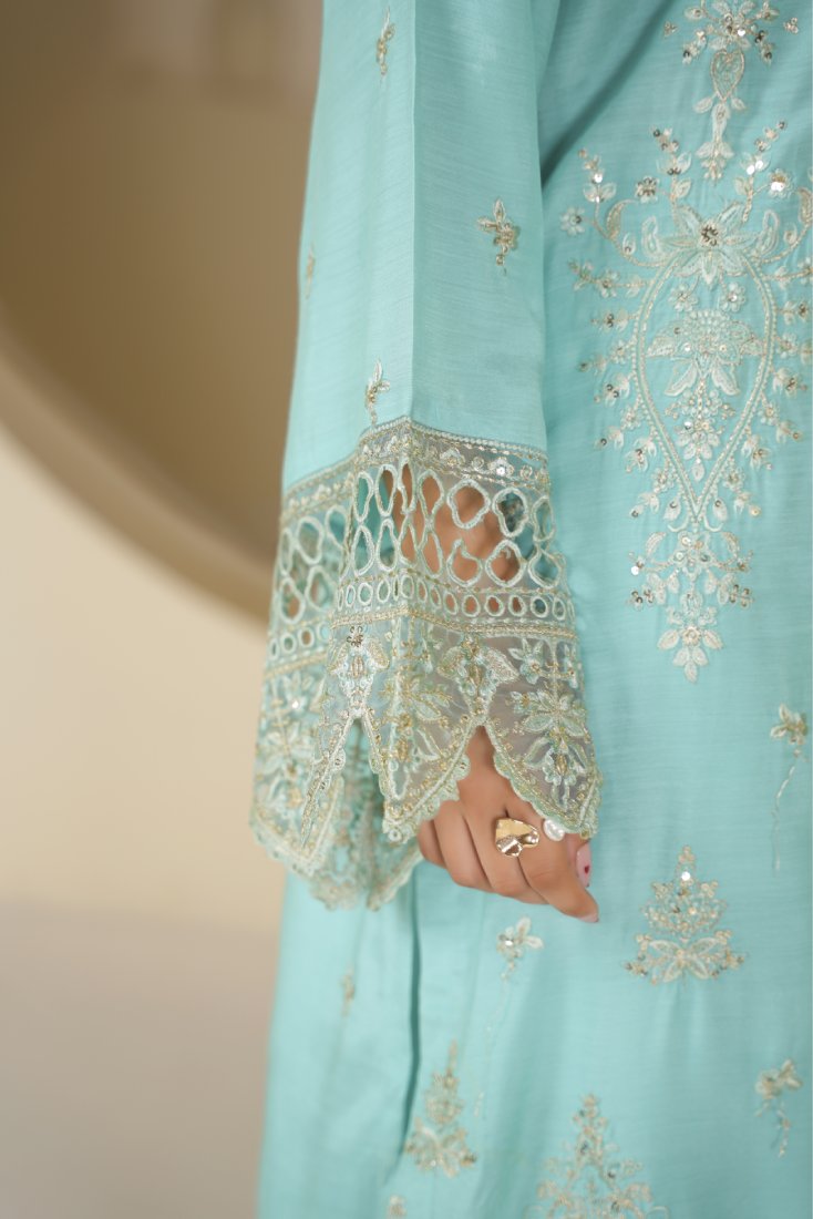 Firozi Falak Embroidered Unstitched Suit – 1008