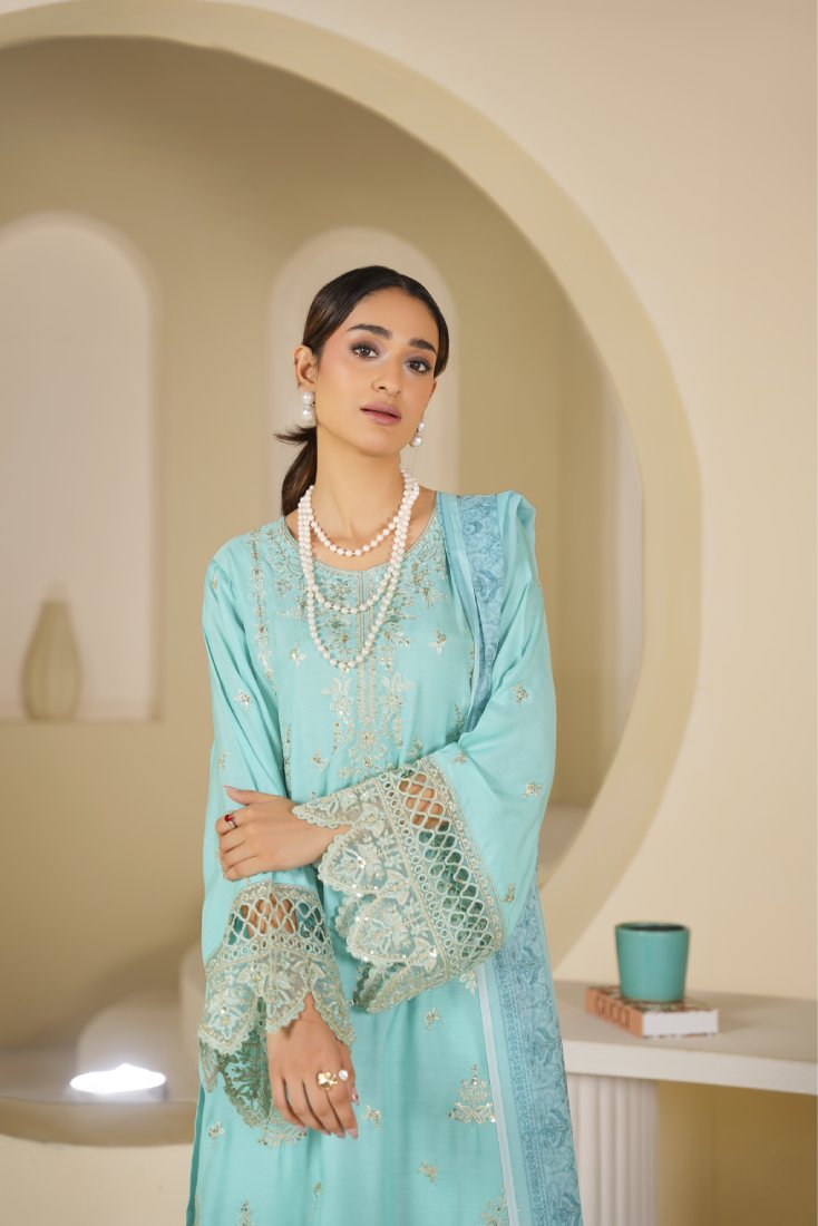 Firozi Falak Embroidered Unstitched Suit – 1008