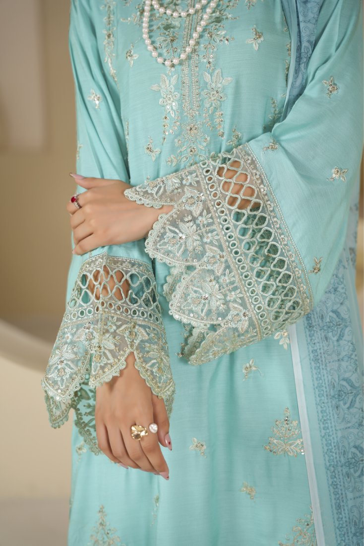 Firozi Falak Embroidered Unstitched Suit – 1008