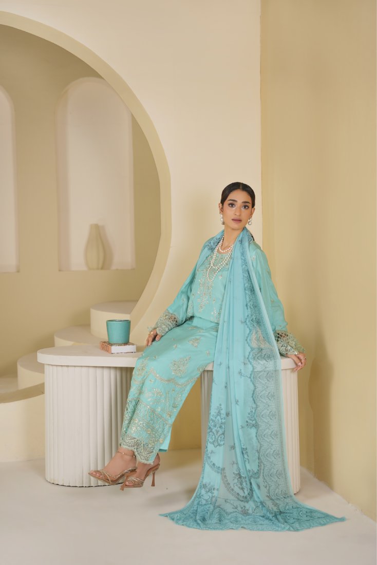 Firozi Falak Embroidered Unstitched Suit – 1008