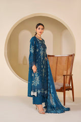 Teal Serenity Embroidered Unstitched Suit – 1004