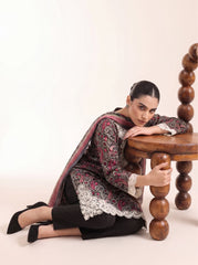 Mahogany Bloom Printed Embroidered Unstitched Suit – 2001
