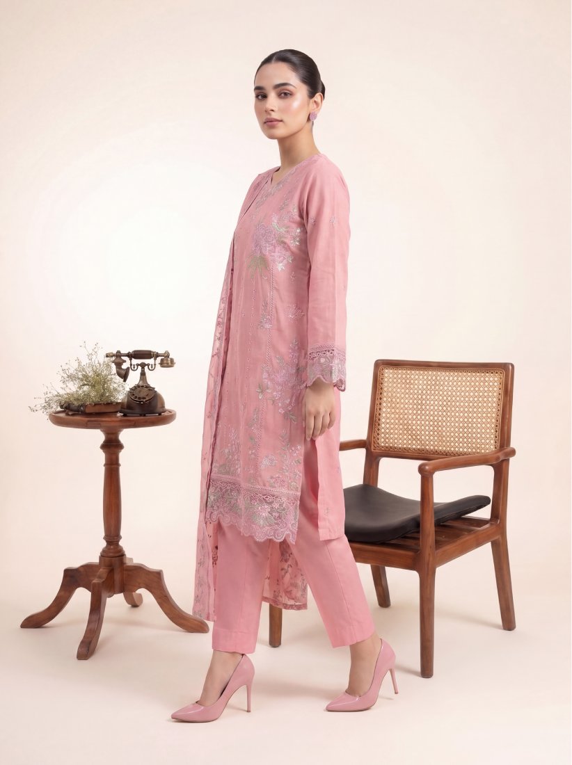 Blush Rosé Printed Embroidered Unstitched Suit – 2005