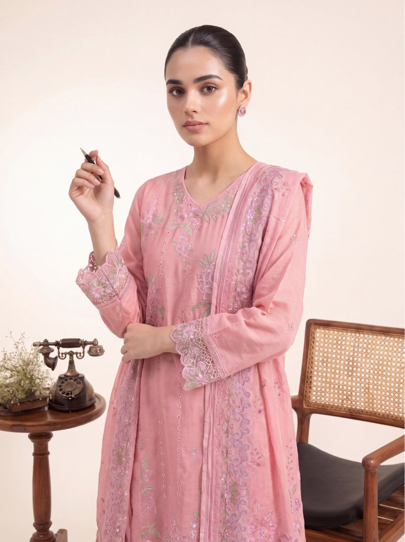 Blush Rosé Printed Embroidered Unstitched Suit – 2005