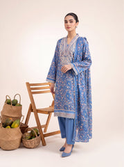 Cobalt Dusk Printed Embroidered Unstitched Suit – 2004
