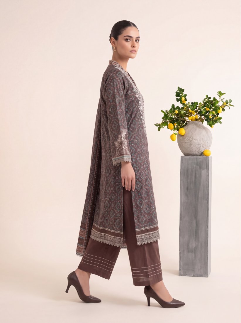 Mocha Riwaayat Printed Embroidered Unstitched Suit – 2010