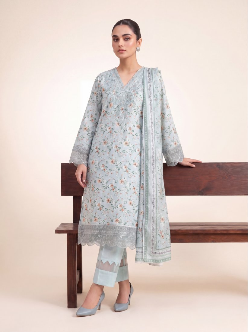 Pista Noor Printed Embroidered Unstitched Suit – 2009
