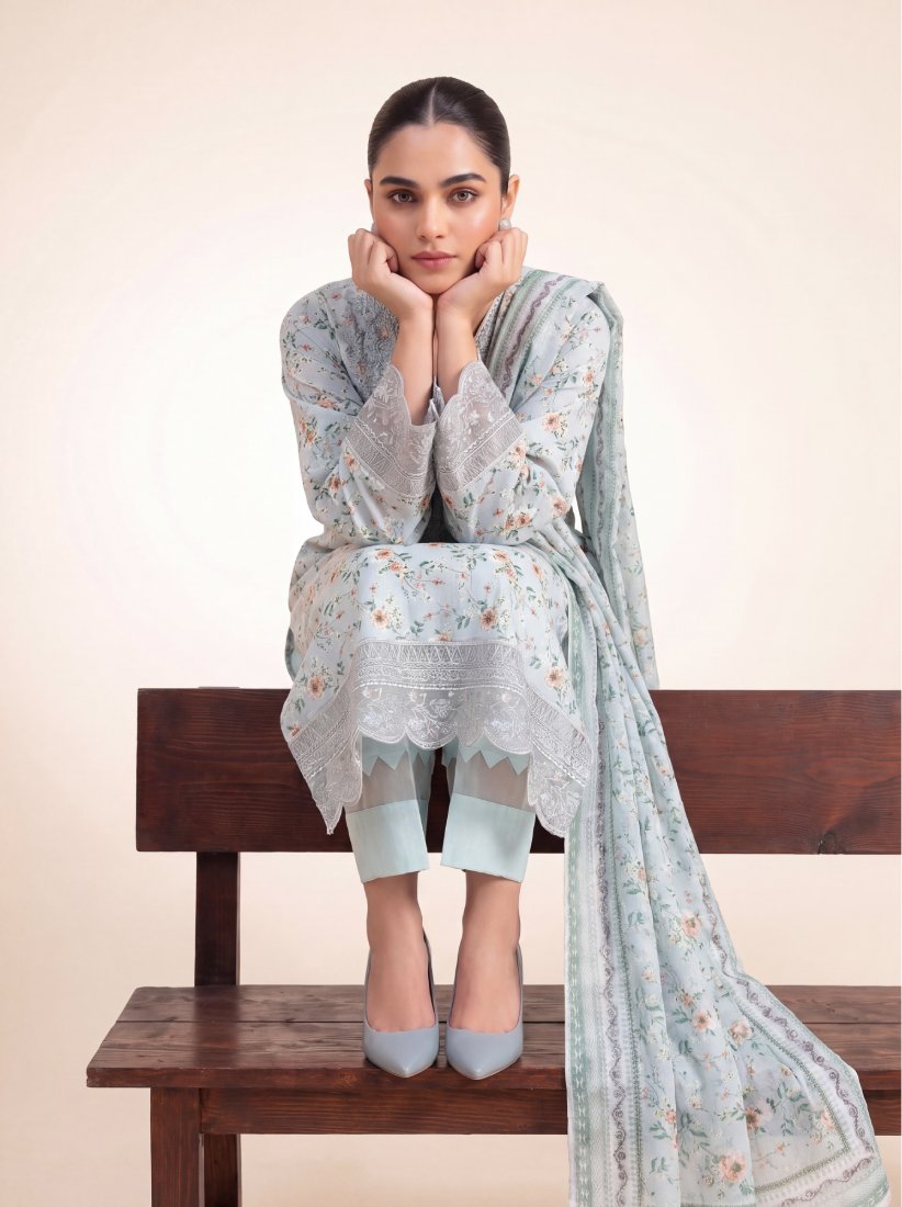 Pista Noor Printed Embroidered Unstitched Suit – 2009