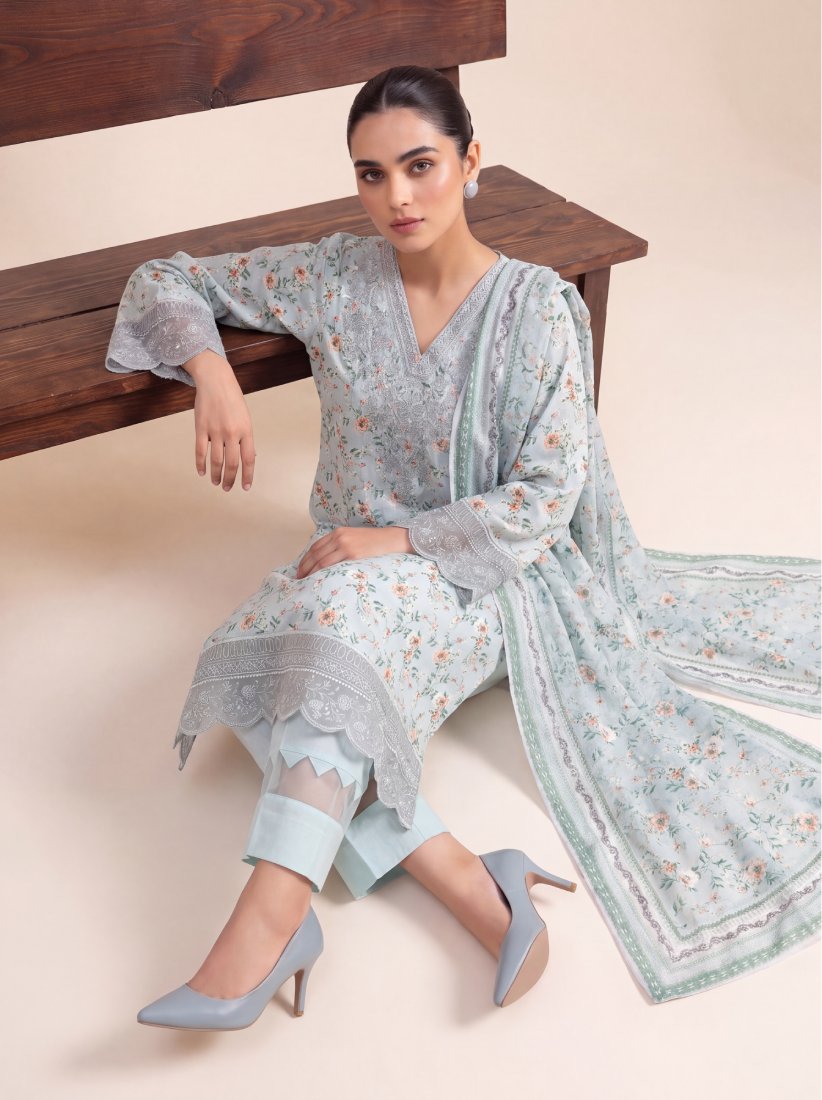 Pista Noor Printed Embroidered Stitched Suit – 2009