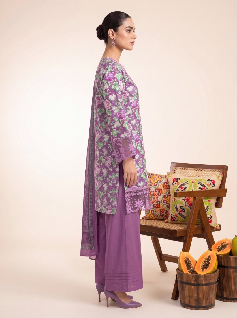 Plum Zariya Printed Embroidered Unstitched Suit – 2007